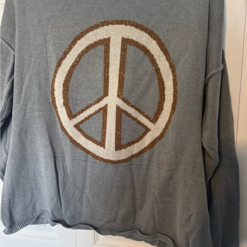 Venus Blue and Cream Peace Sweater